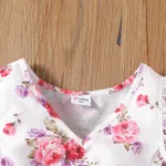 2pcs Toddler Girl Allover Floral Print Flutter-sleeve Ruched Tee and Belted Shorts Set   image 4