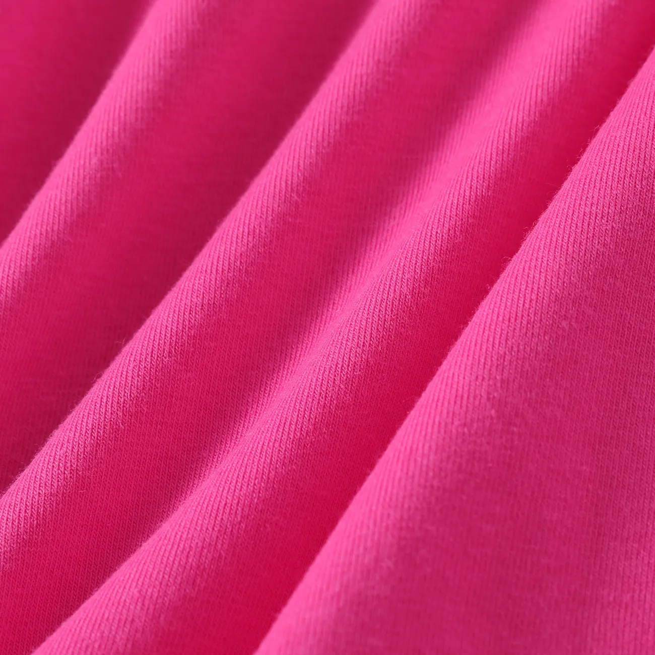 Toddler Girl Solid Curved Hem Short-sleeve Belted Dress Hot Pink big image 1
