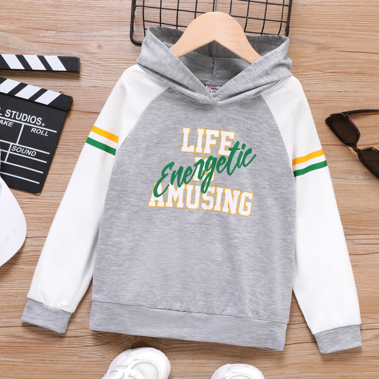 Kid Boy Letters Graphic Long-sleeve Hoodie big image 1