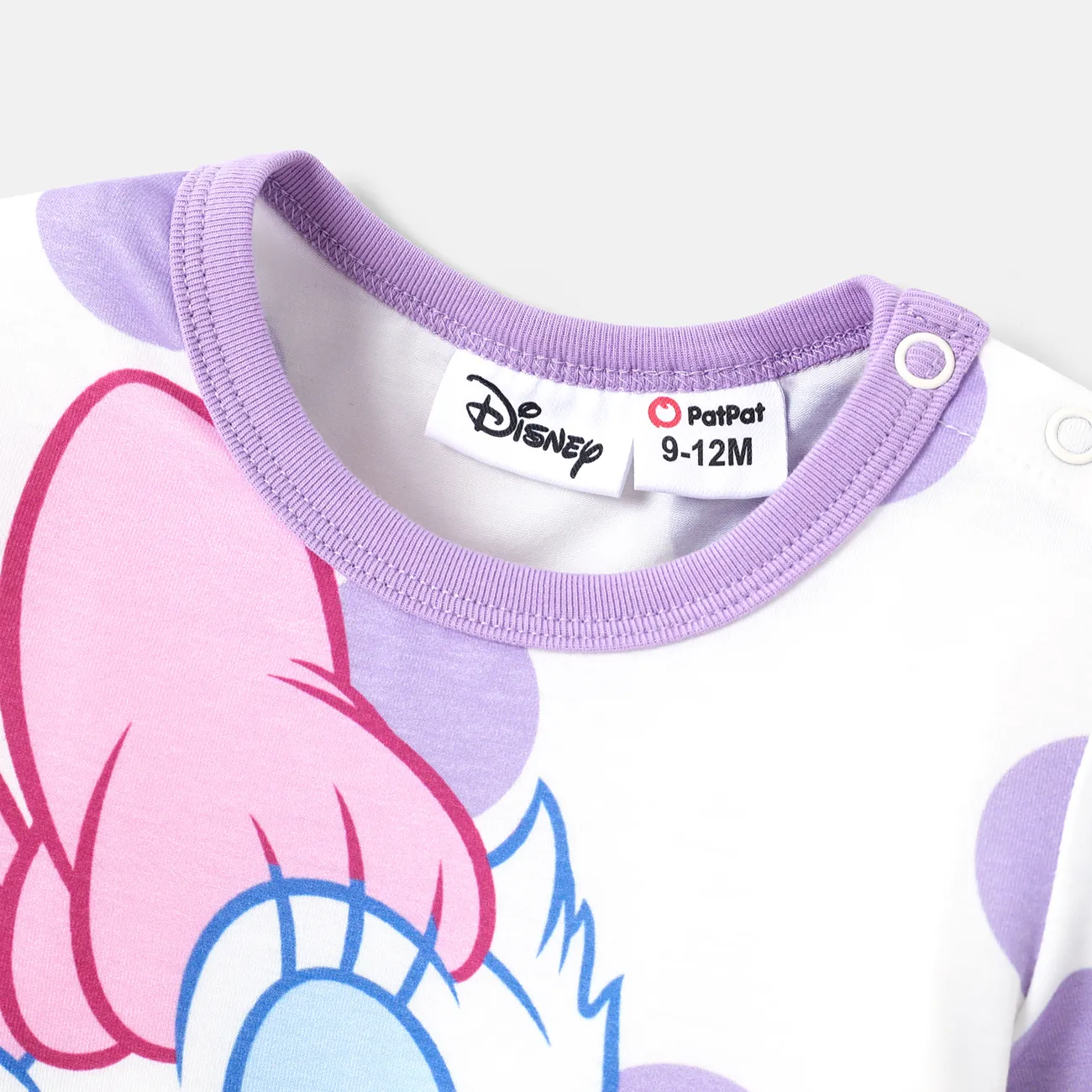 Disney Mickey and Friends Baby Girl/Boy Naia™ Character & Polka Dots/Stripe Print Jumpsuit Purple big image 1