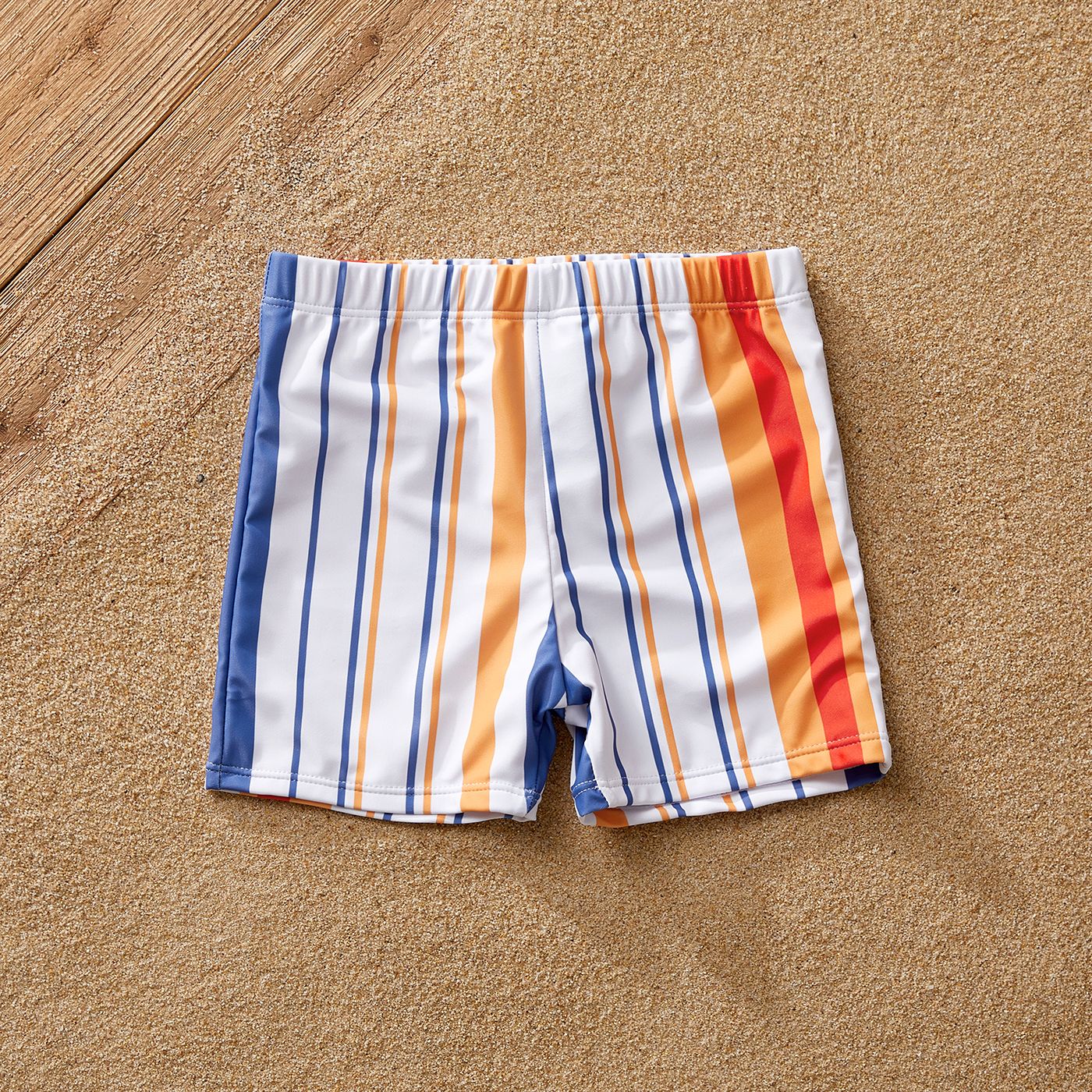 Family Matching Colorful Stripe Two-piece Swimsuit Or Swim Trunks Shorts