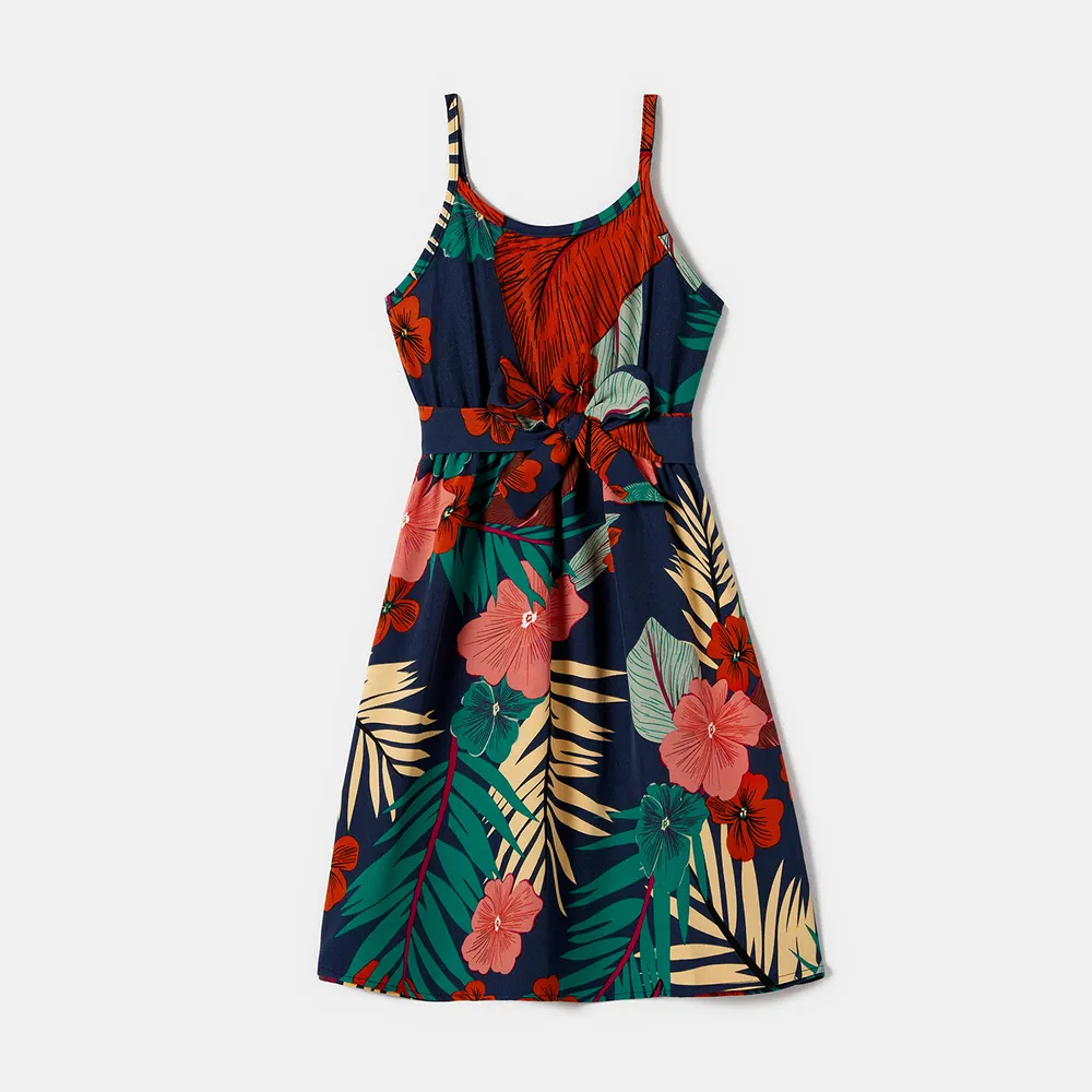 Family Matching Plant Floral Print Slip Dresses and Short-sleeve T-shirts Sets big image 9