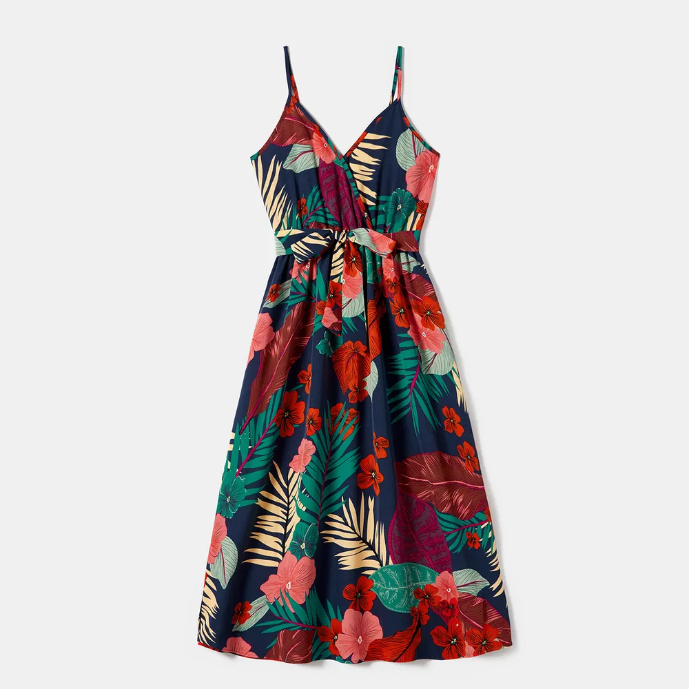 Family Matching Plant Floral Print Slip Dresses and Short-sleeve T-shirts Sets big image 13