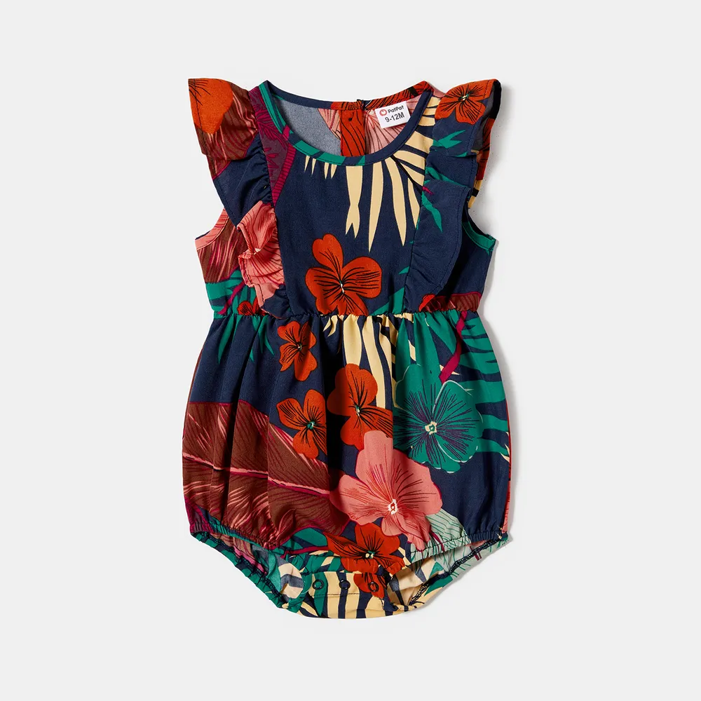 Family Matching Plant Floral Print Slip Dresses and Short-sleeve T-shirts Sets big image 1
