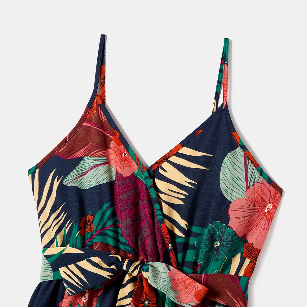 Family Matching Plant Floral Print Slip Dresses and Short-sleeve T-shirts Sets big image 14