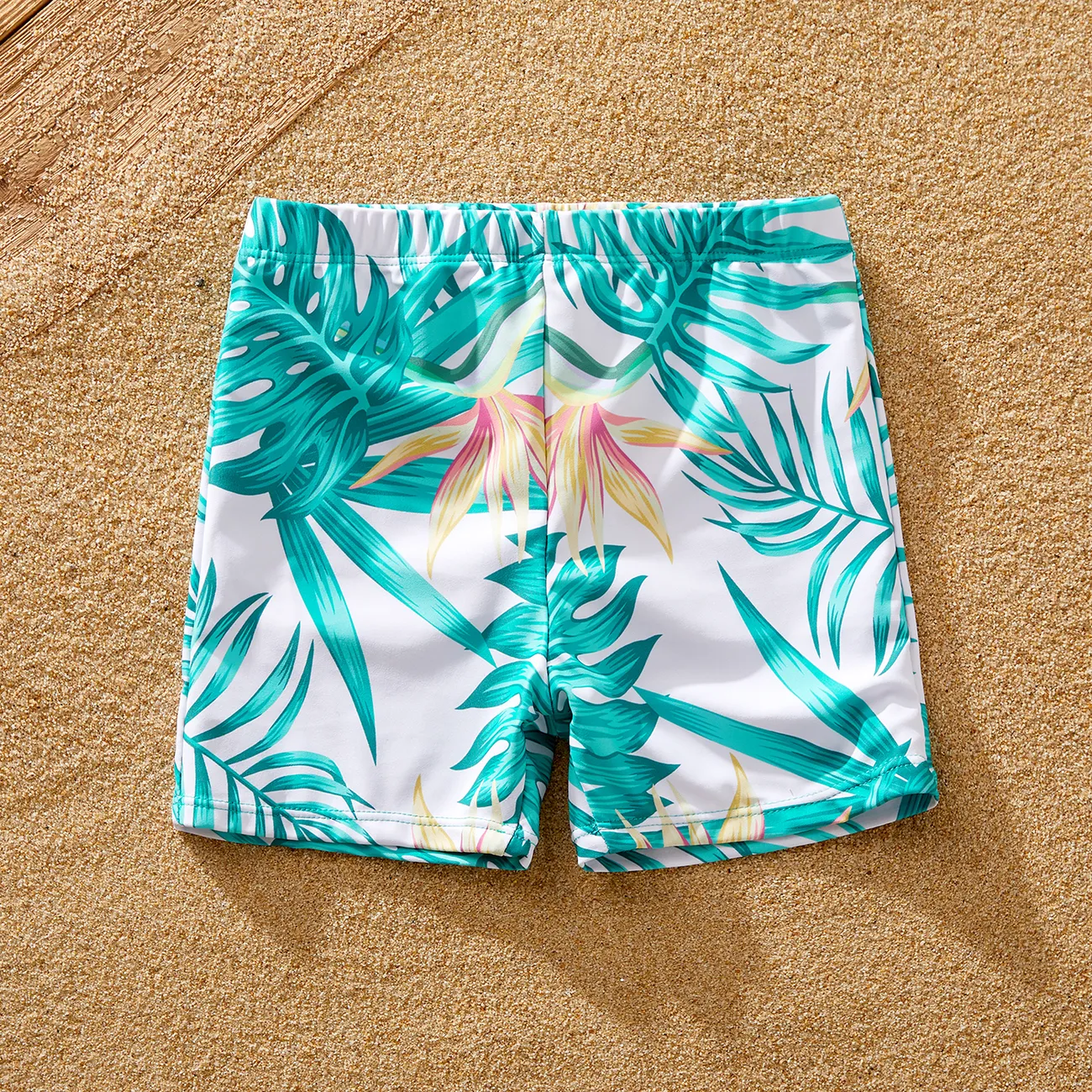 Family Matching Plant Print Wrap One-piece Swimsuit or Swim Trunks Shorts  big image 1