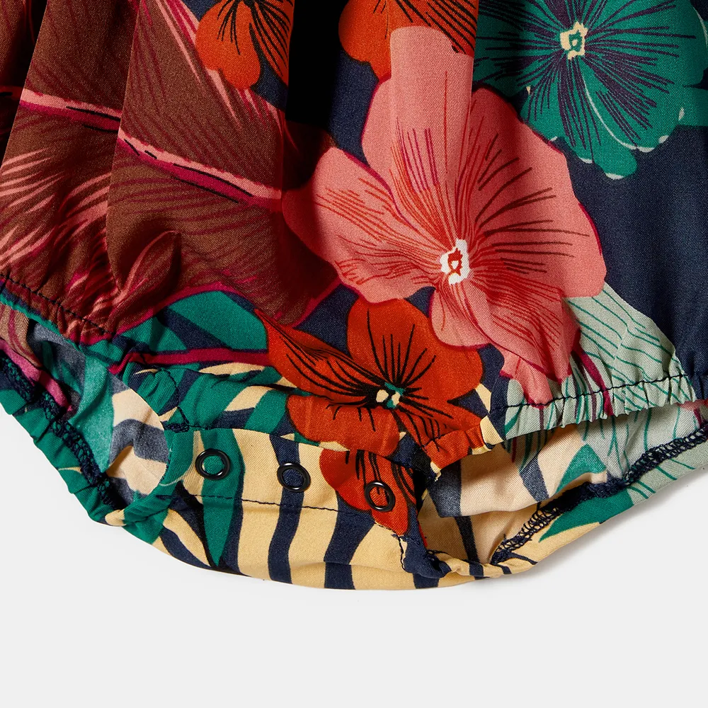 Family Matching Plant Floral Print Slip Dresses and Short-sleeve T-shirts Sets big image 4