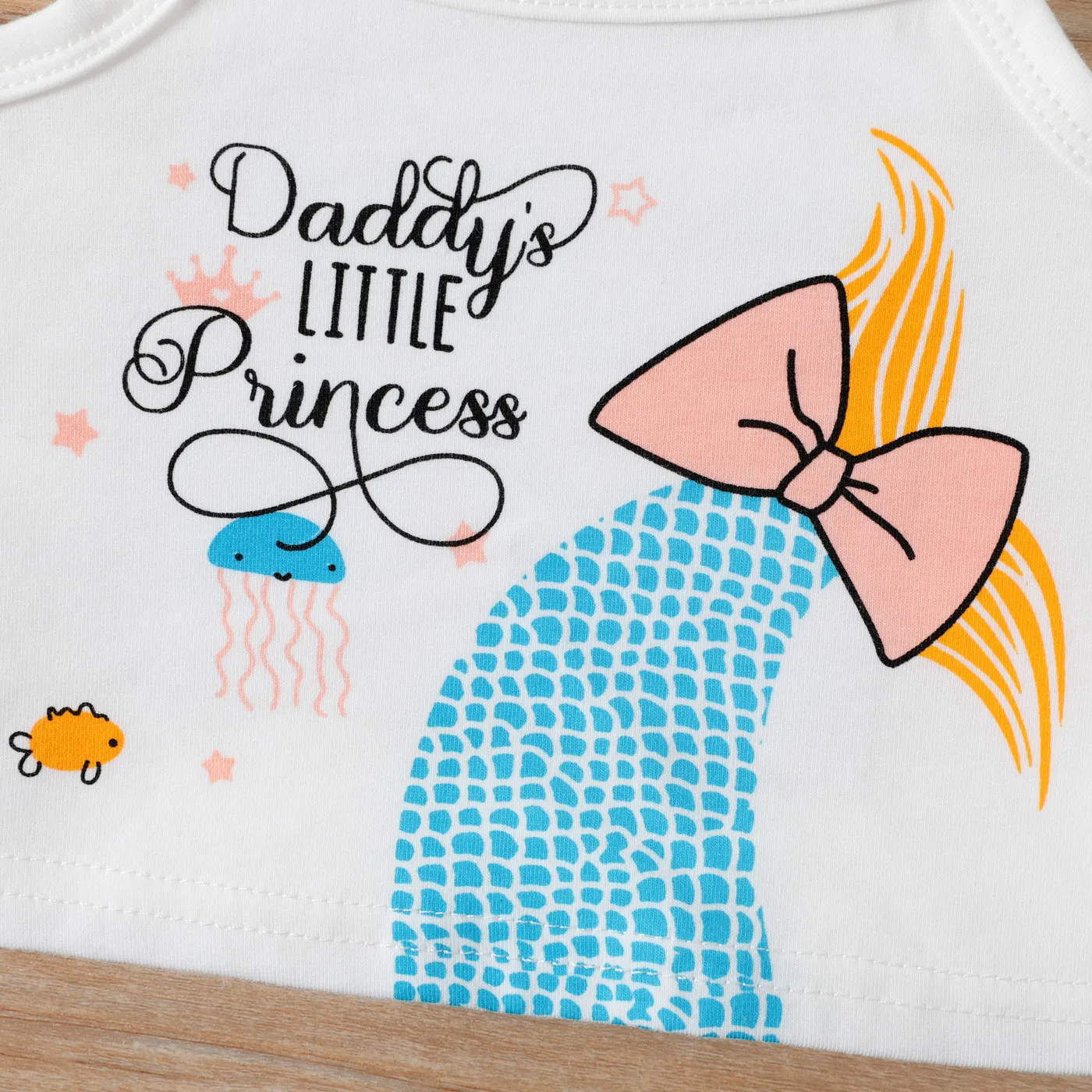 2pcs Baby Girl Letters Print Slip Top and Allover Print Shorts Set Blue image 4