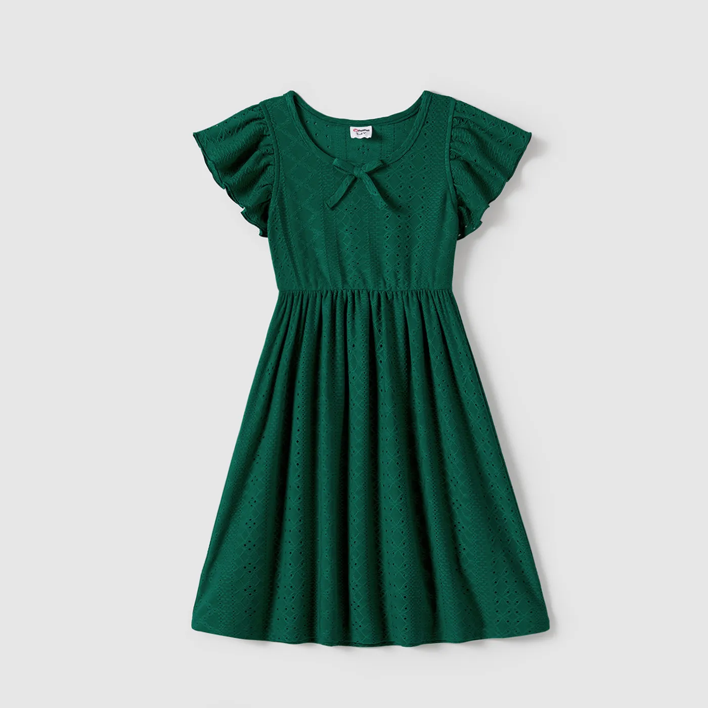 Family Matching Ruffle-sleeve Schiffy Dresses and Striped Panel Colorblock Short-sleeve T-shirts Sets  big image 11
