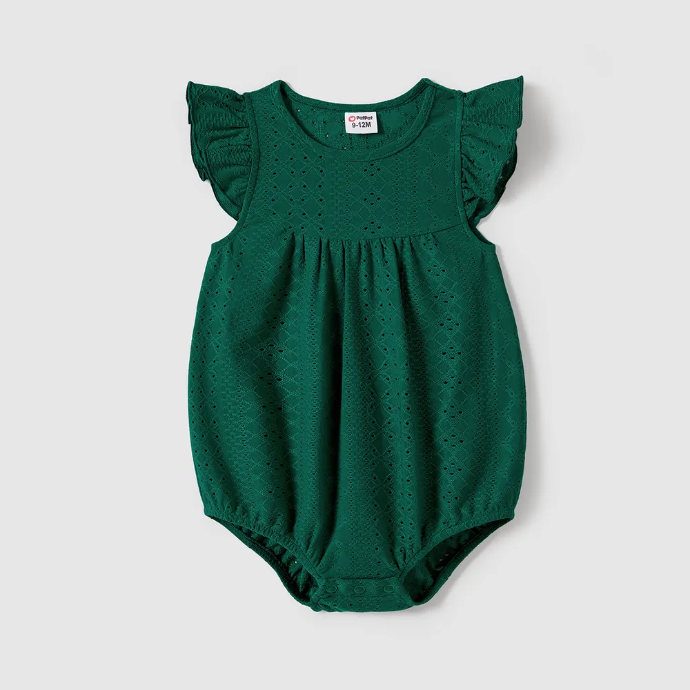 Family Matching Ruffle-sleeve Schiffy Dresses and Striped Panel Colorblock Short-sleeve T-shirts Sets big image 1