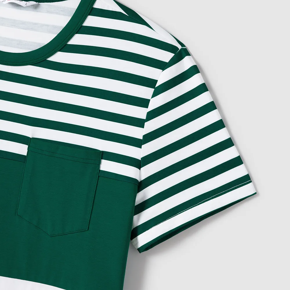 Family Matching Ruffle-sleeve Schiffy Dresses and Striped Panel Colorblock Short-sleeve T-shirts Sets big image 20