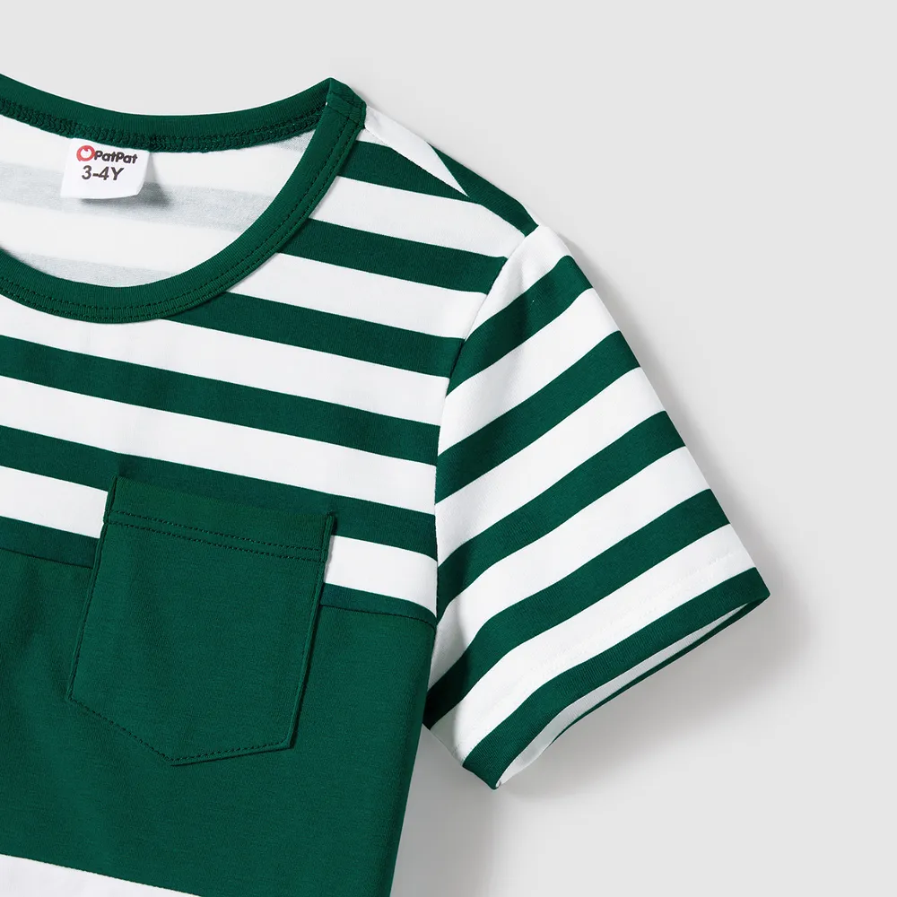 Family Matching Ruffle-sleeve Schiffy Dresses and Striped Panel Colorblock Short-sleeve T-shirts Sets big image 8
