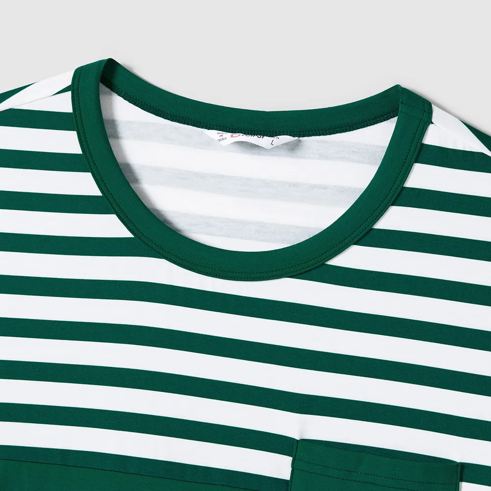 Family Matching Ruffle-sleeve Schiffy Dresses and Striped Panel Colorblock Short-sleeve T-shirts Sets big image 19