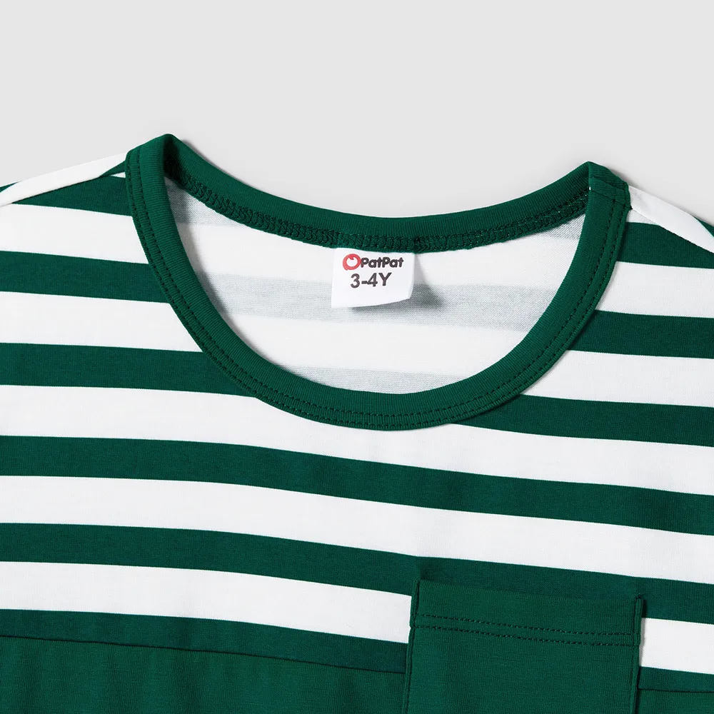 Family Matching Ruffle-sleeve Schiffy Dresses and Striped Panel Colorblock Short-sleeve T-shirts Sets big image 9