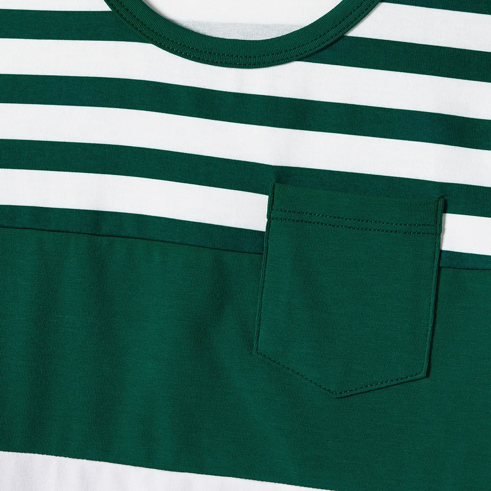 Family Matching Ruffle-sleeve Schiffy Dresses and Striped Panel Colorblock Short-sleeve T-shirts Sets big image 7