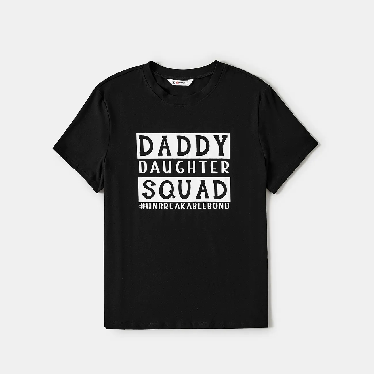 Daddy and Me Letter Print Short-sleeve Cotton Tee Black big image 1