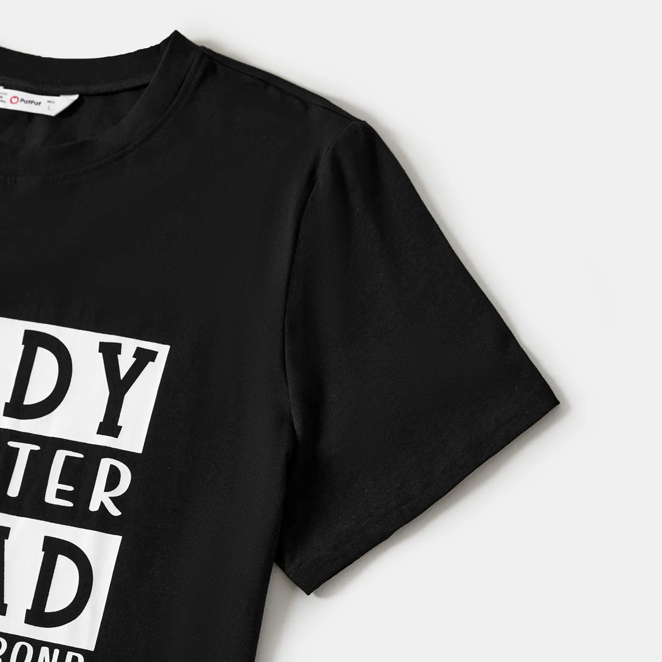 Daddy and Me Letter Print Short-sleeve Cotton Tee Black big image 1