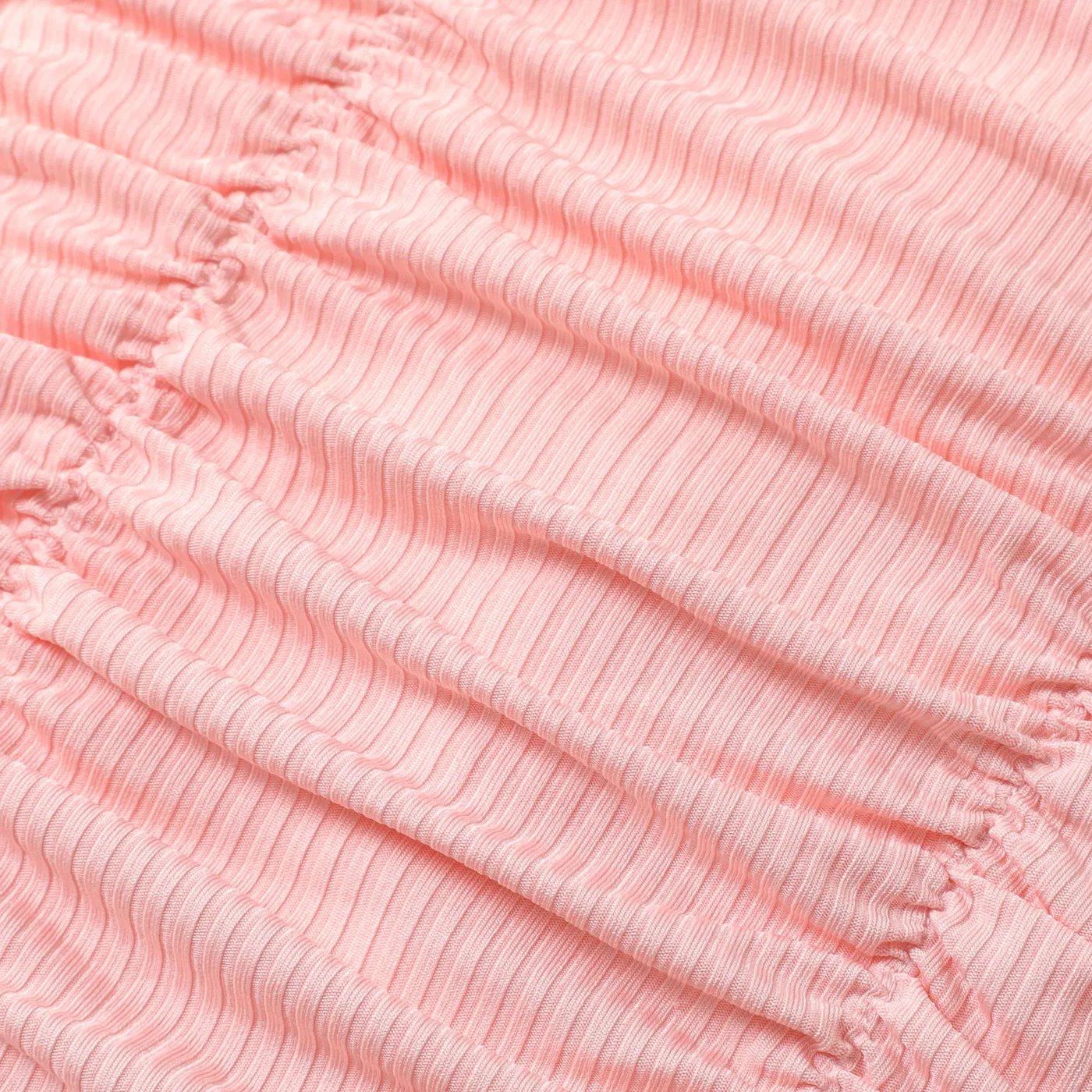 2pcs Toddler Girl Off-Shoulder Rib-knit Cami Top and Ruched Bodycon Skirt Set   Pink image 5