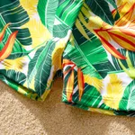 Family Matching Plant Stripe Print Knot Front Two-piece Swimsuit or Swim Trunks Shorts Yellow image 5