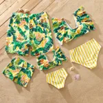Family Matching Plant Stripe Print Knot Front Two-piece Swimsuit or Swim Trunks Shorts Yellow image 3
