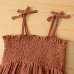 Baby Girl 100% Cotton Solid Smocked Bow Slip Jumpsuit  image 3