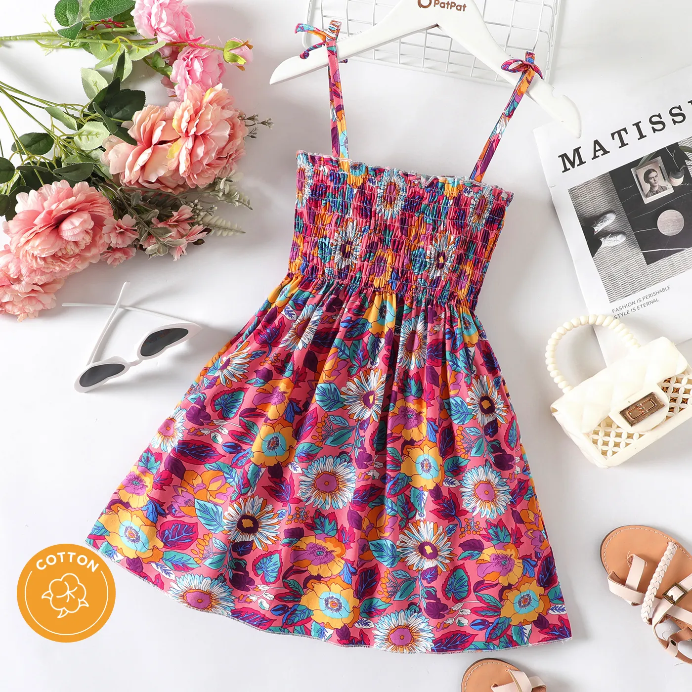 Criança Menina Hipertátil/3D Plantas e flores Vestidos Rosa