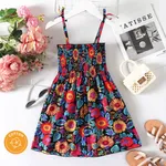 Kid Girl Allover Floral Print Sling Dress Multi-color