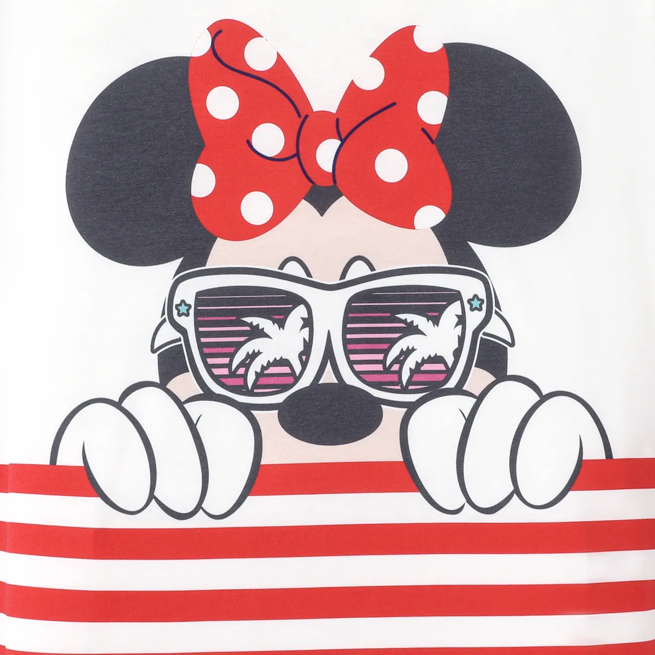 Disney Mickey and Friends Family Matching Short-sleeve Graphic Striped Naia™ Tee White big image 1