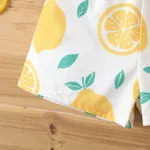 Toddler Girl Plaid / Lemon Print Ruffled One-Shoulder Romper Shorts  BrightYellow image 5