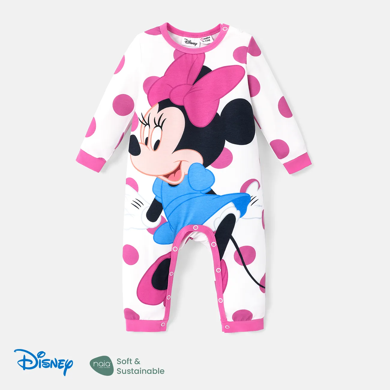 

Disney Mickey and Friends Baby Girl/Boy Naia™ Character & Polka Dots/Stripe Print Jumpsuit