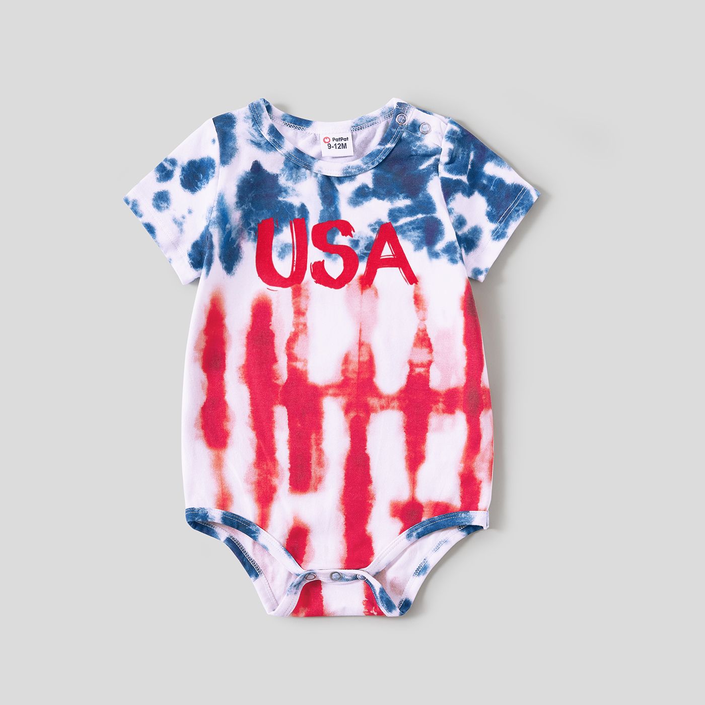 Independence Day Family Matching Tie Dye Letter Print Cotton Short-sleeve Tops