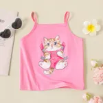 Toddler Girl Cute Cat Print Cami Top  Pink