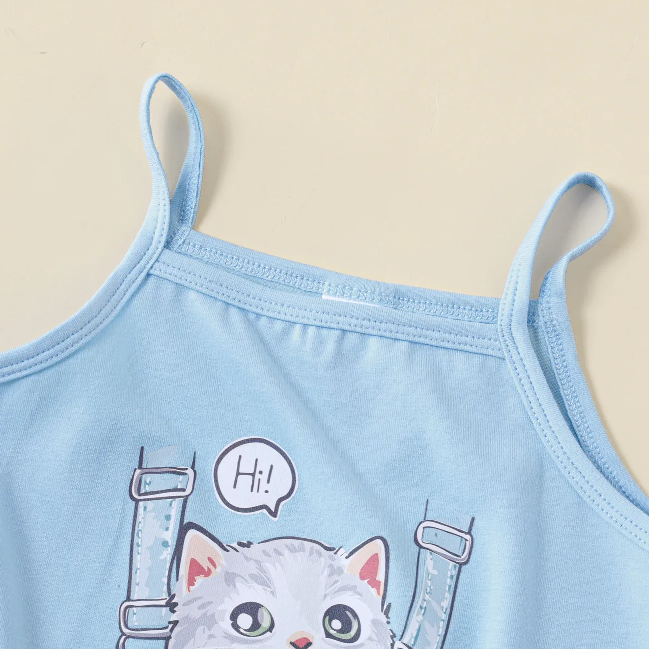 Niño pequeño Chica Camiseta sin mangas Infantil Gato Camisetas sin mangas Azul big image 1
