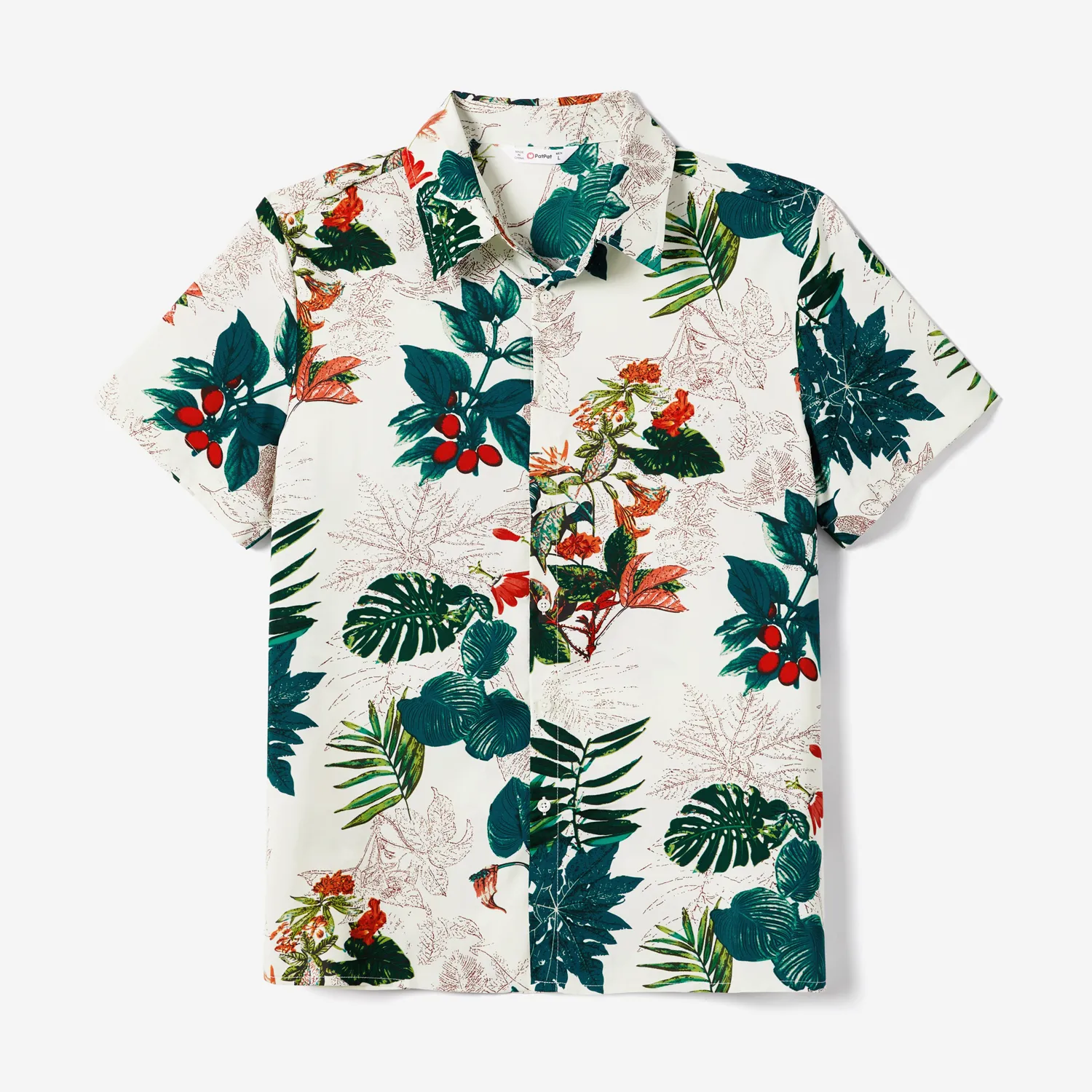 Family Matching Allover Plant Floral Print Dresses and Short-sleeve Shirts Sets  big image 16