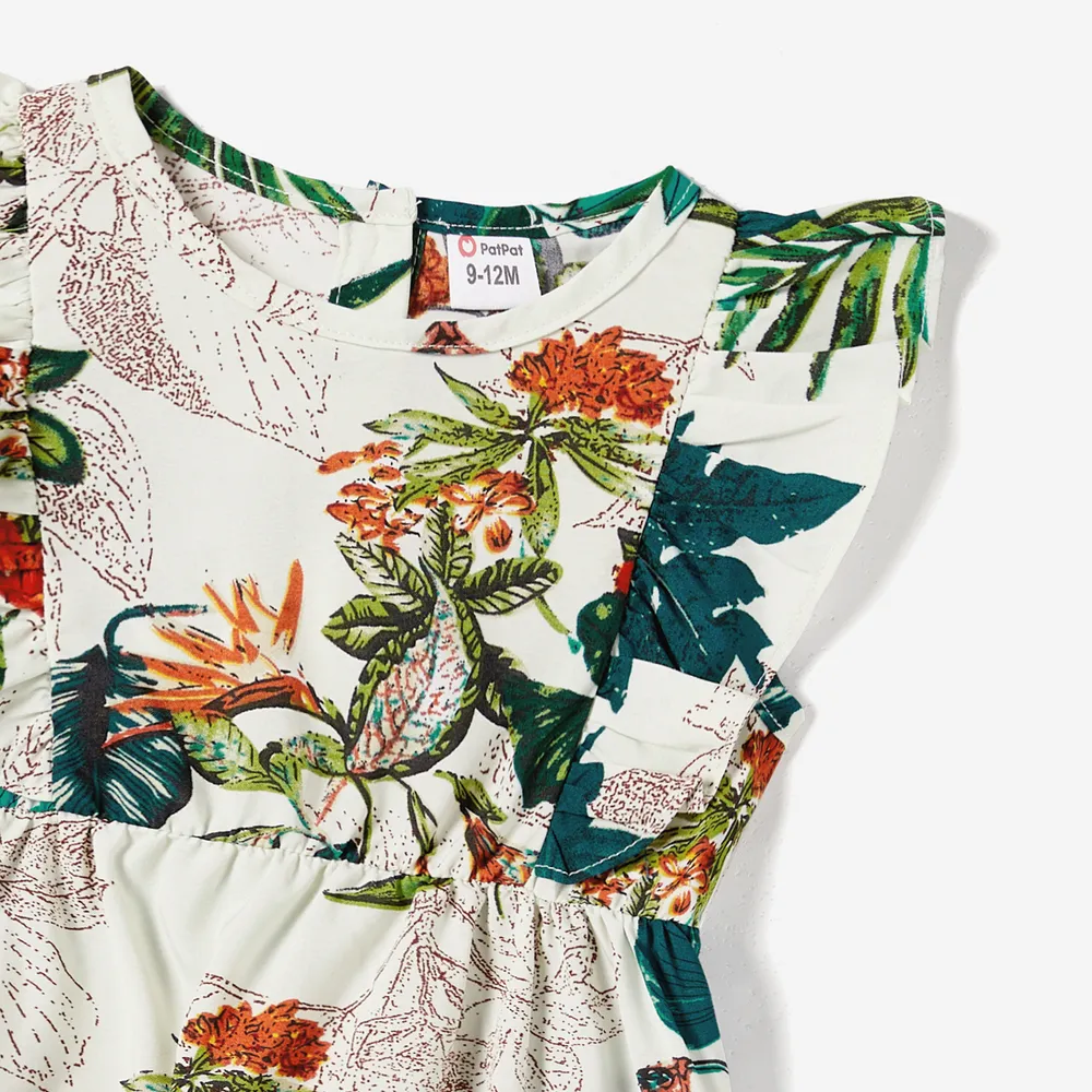 Family Matching Allover Plant Floral Print Dresses and Short-sleeve Shirts Sets big image 3