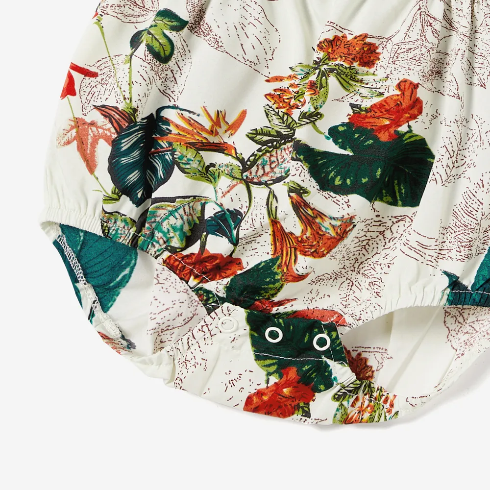 Family Matching Allover Plant Floral Print Dresses and Short-sleeve Shirts Sets big image 4