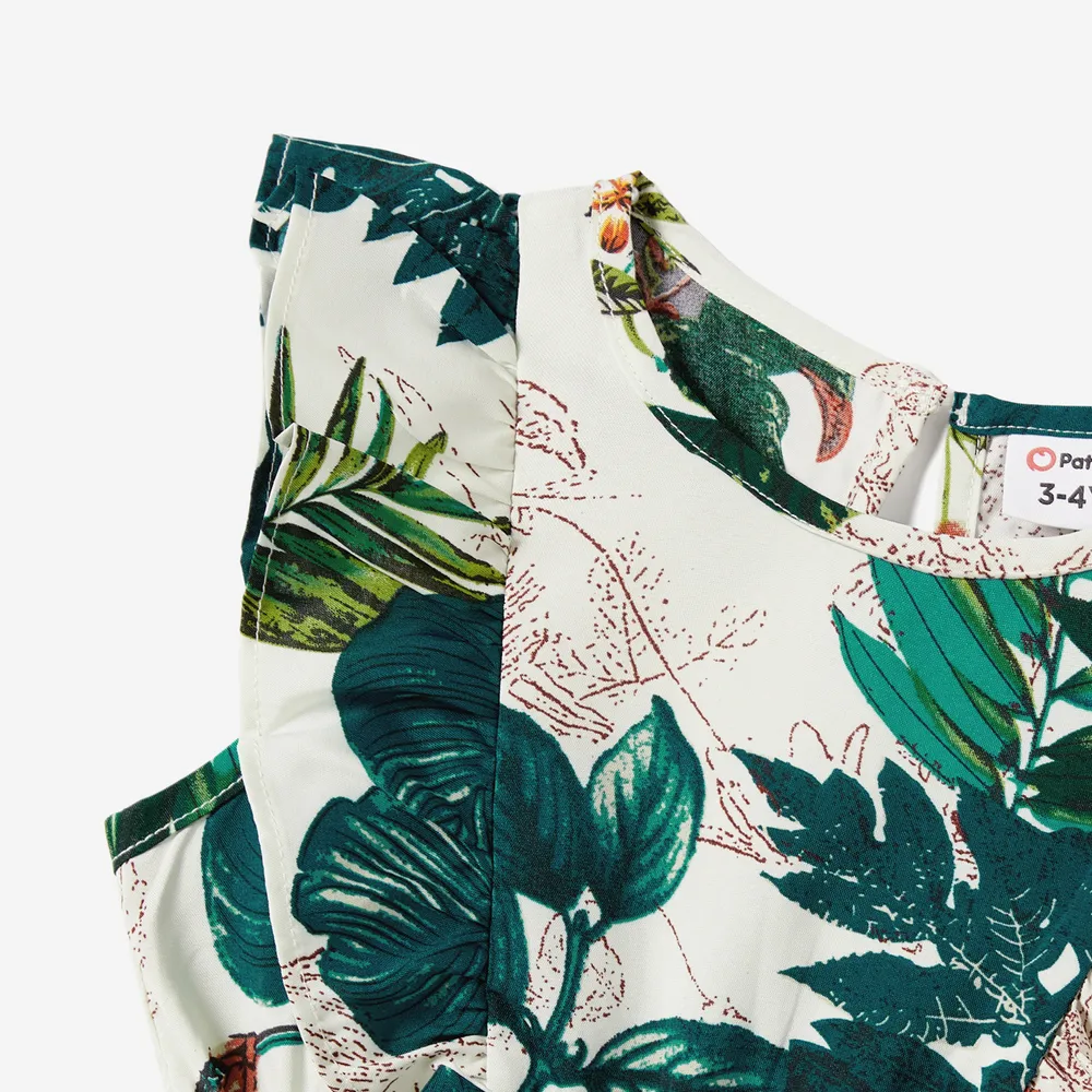 Family Matching Allover Plant Floral Print Dresses and Short-sleeve Shirts Sets big image 12