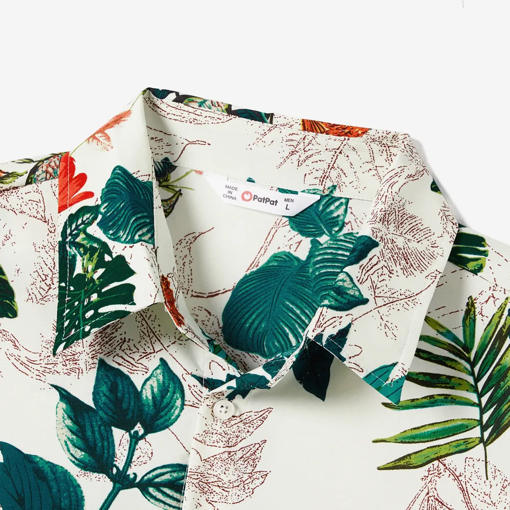 Family Matching Allover Plant Floral Print Dresses and Short-sleeve Shirts Sets big image 18