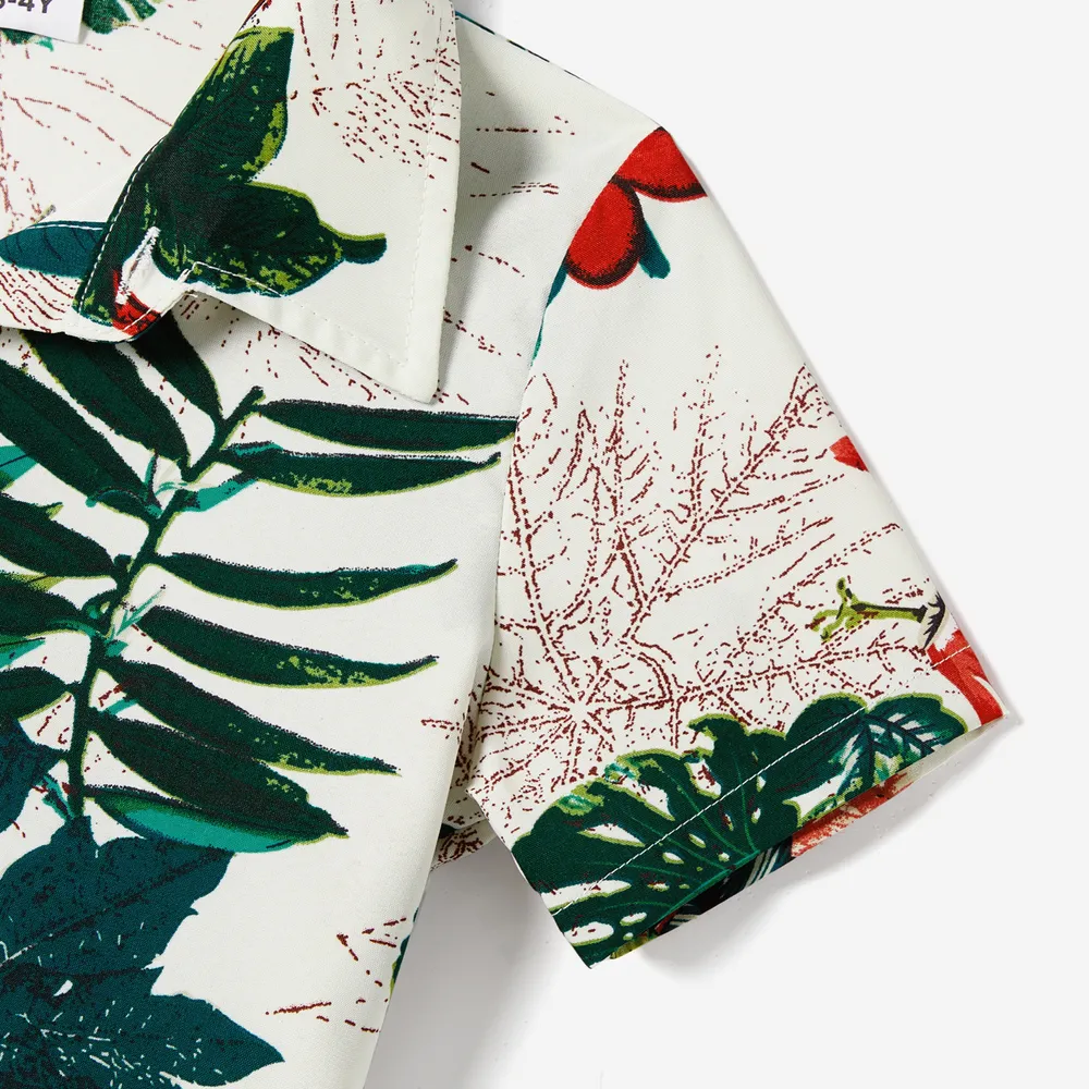 Family Matching Allover Plant Floral Print Dresses and Short-sleeve Shirts Sets big image 6