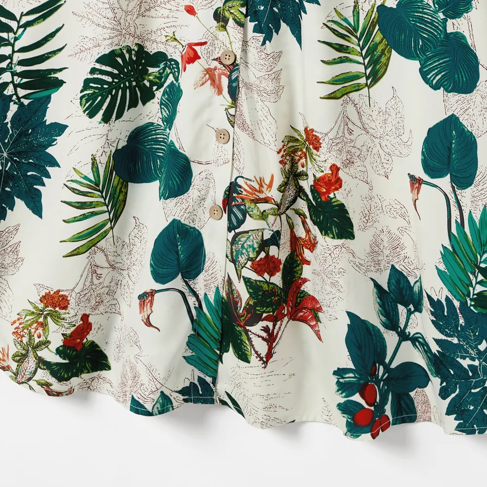 Family Matching Allover Plant Floral Print Dresses and Short-sleeve Shirts Sets big image 9