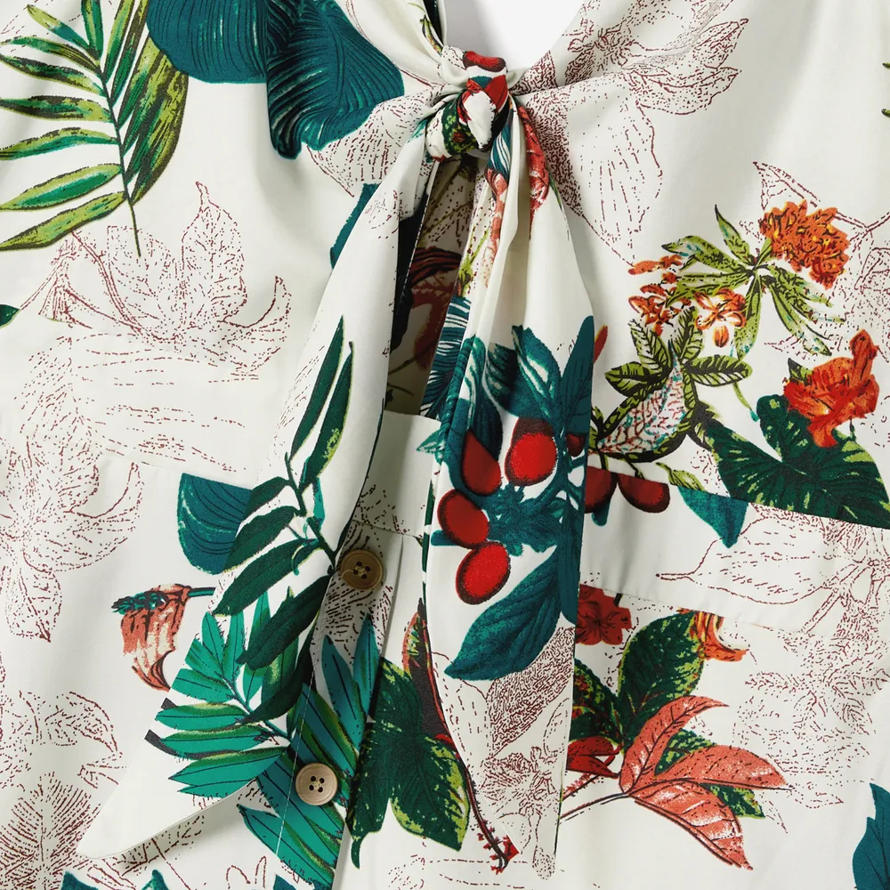 Family Matching Allover Plant Floral Print Dresses and Short-sleeve Shirts Sets big image 14