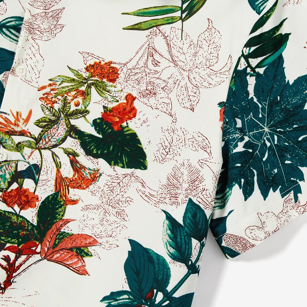 Family Matching Allover Plant Floral Print Dresses and Short-sleeve Shirts Sets big image 17