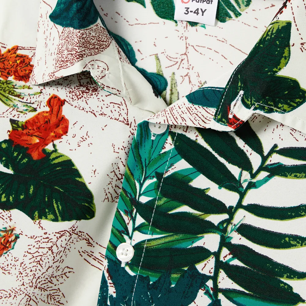 Family Matching Allover Plant Floral Print Dresses and Short-sleeve Shirts Sets big image 8