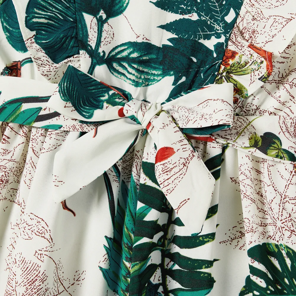 Family Matching Allover Plant Floral Print Dresses and Short-sleeve Shirts Sets big image 11