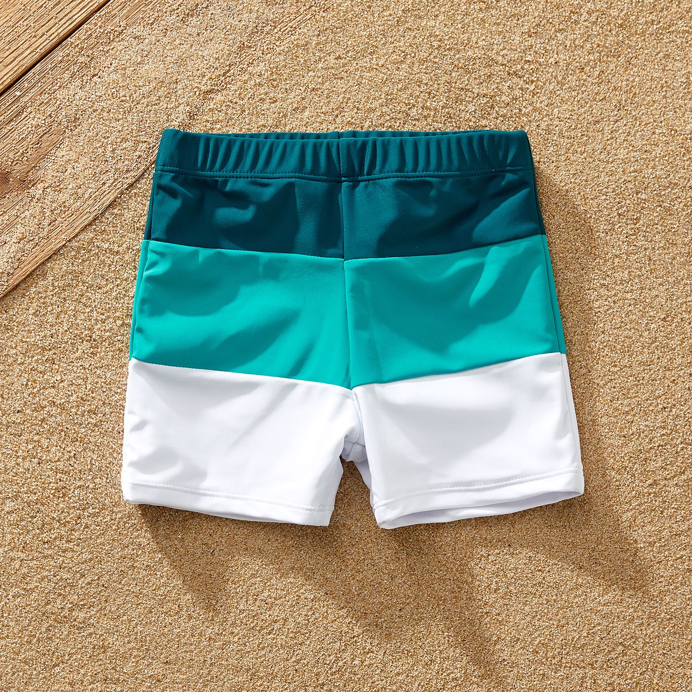 Family Matching Color Block Criss Cross Front One-piece Swimsuit or Swim Trunks Shorts