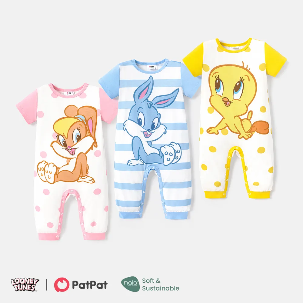 Looney Tunes Baby Girl/Boy Naia™ Character Print Short-sleeve Jumpsuit big image 8