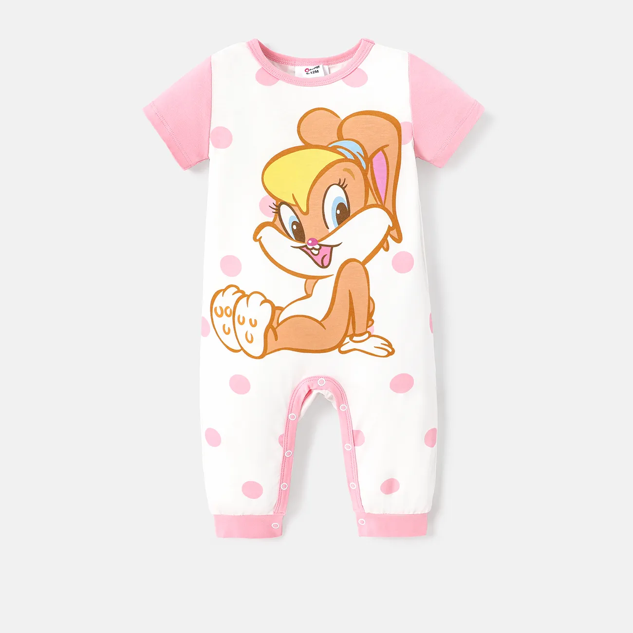 Looney Tunes Baby Girl/Boy Naia™ Character Print Short-sleeve Jumpsuit Pink big image 1