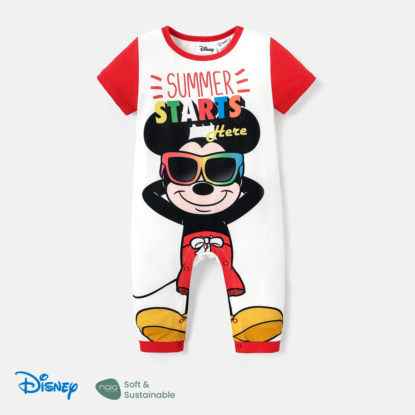 Disney Mickey and Friends Baby Girl/Boy Naia™ Short-sleeve Jumpsuit REDWHITE