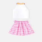 L.O.L. SURPRISE! Toddler/Kid Girl 2pcs Naia™ Character Print Halter Top and Belted Plaid Skirt Set PinkyWhite image 2