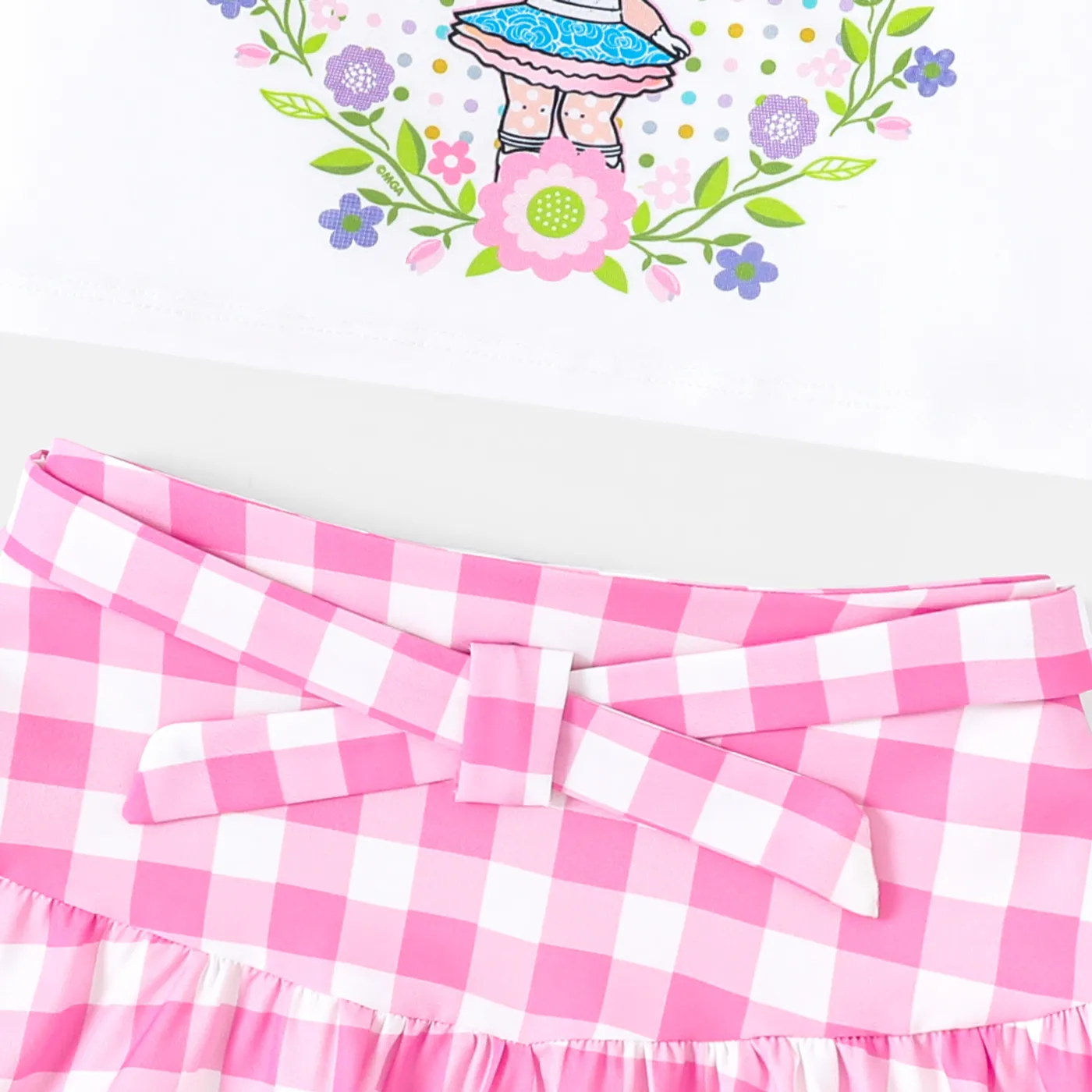 L.O.L. SURPRISE! Toddler/Kid Girl 2pcs Naia™ Character Print Halter Top and Belted Plaid Skirt Set PinkyWhite image 5